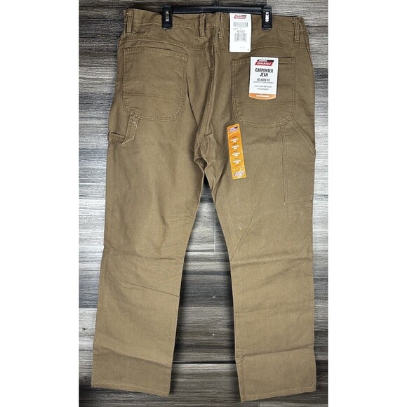 Dickies Carpenter Pants Mens 40x32 Brown Canvas Cargo Utility Work‎ Relaxed Fit - Picture 2 of 3